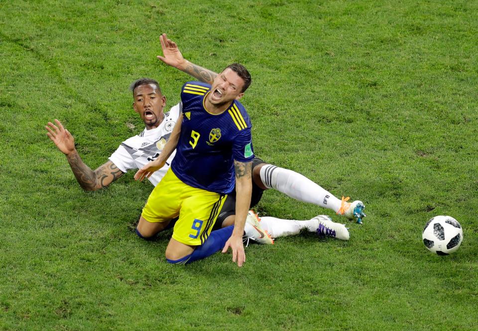  Jerome Boateng was sent off for a pair of yellow cards against Sweden