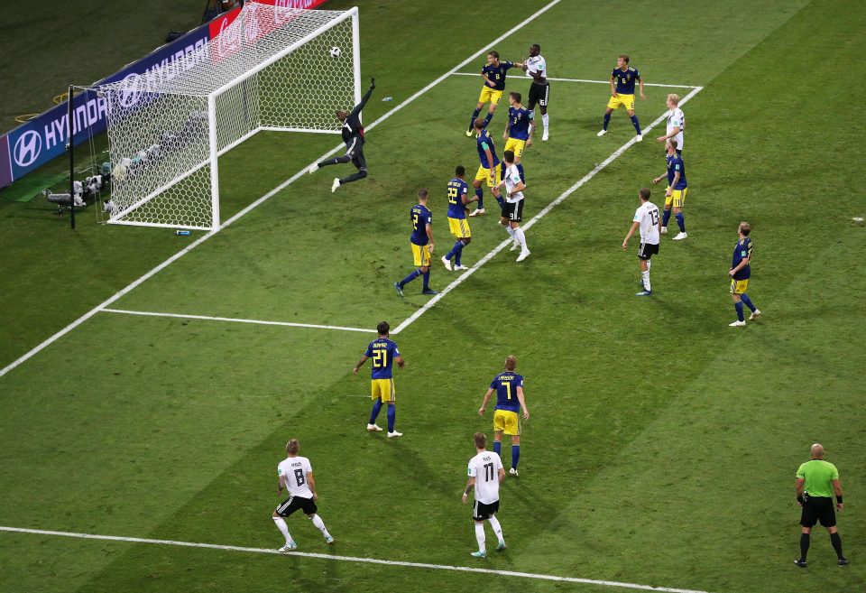  Toni Kroos' unbelievable strike against Sweden went right in the top corner