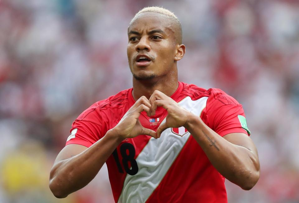  Peru's Andre Carrillo did it after a group stage goal against Australia