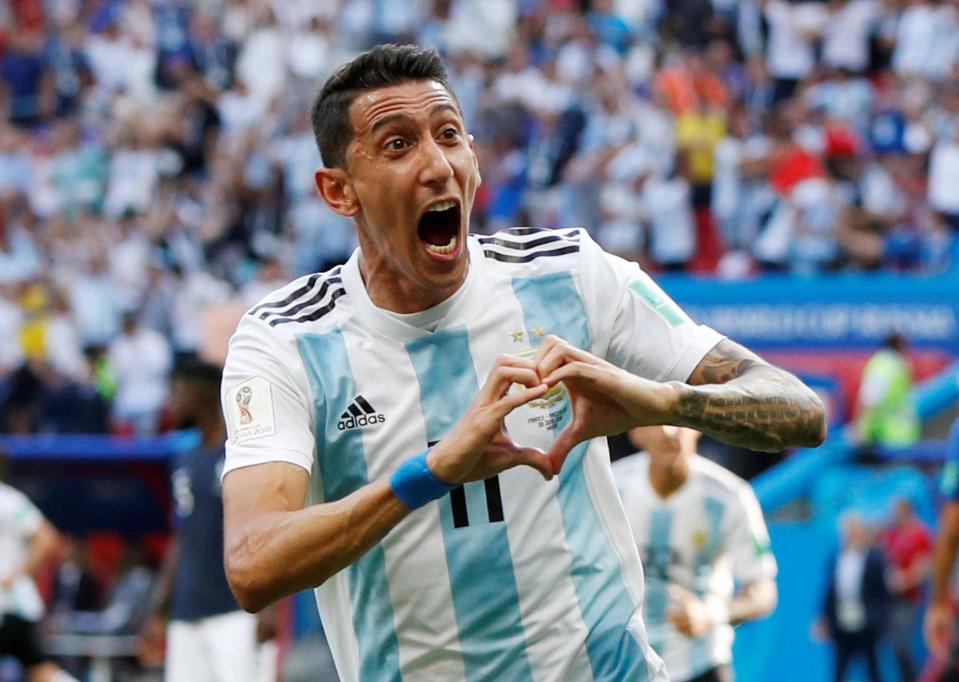  Angel Di Maria was another - doing the celebration after his rocket against France in the last-16