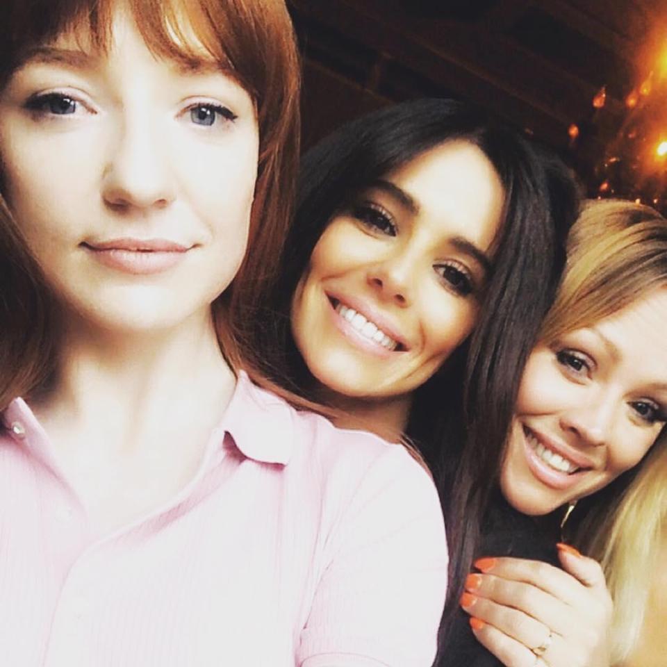  Kimberley Walsh poses for a sweet snap with former bandmates Nicola and Cheryl