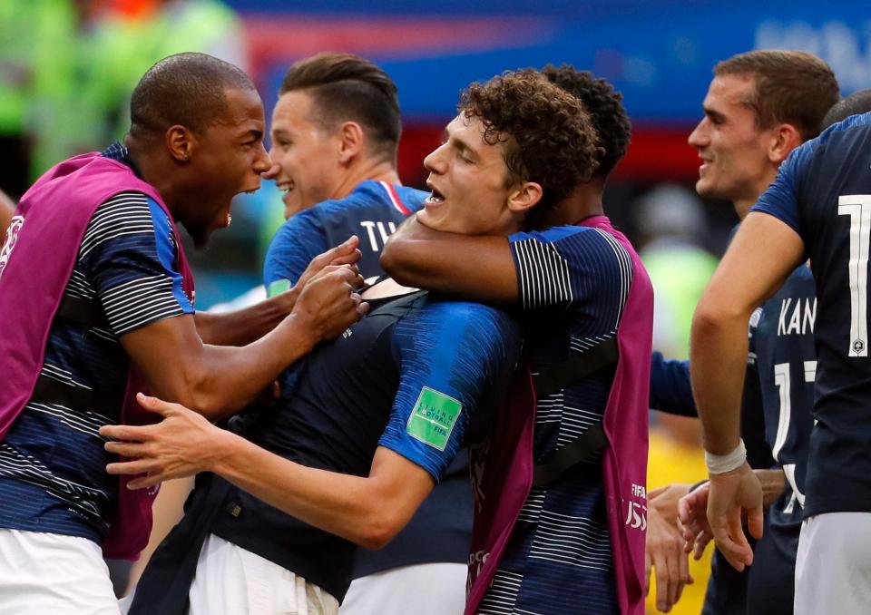  The right-back was mobbed by his teammates in the dugout