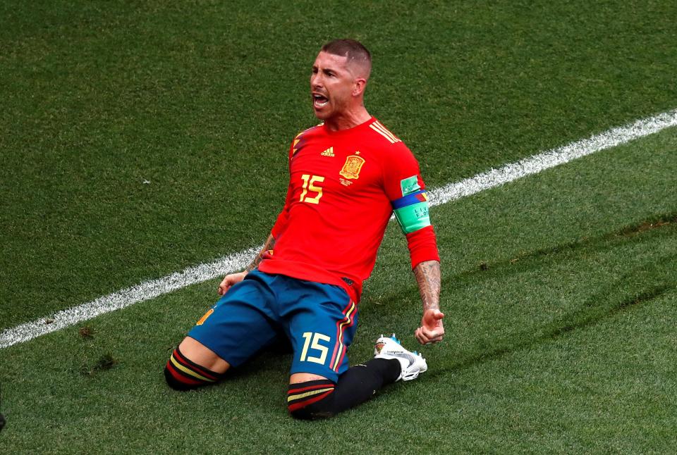  Sergio Ramos celebrated Spain's opener, even though it was an own goal