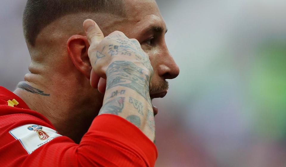  Sergio Ramos celebrated after scoring the opener for Spain