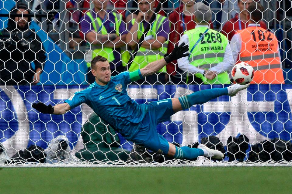  Igor Akinfeev saved Iago Aspas' spot-kick with a desperate kick