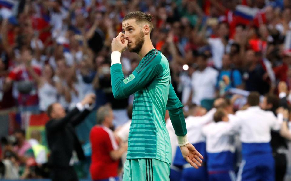  David De Gea looked dejected as Spain were shocked by Russia