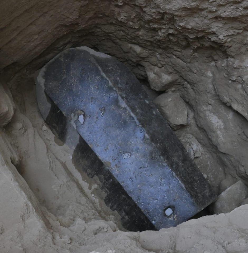  The sarcophagus was uncovered five metres beneath the surface of the land