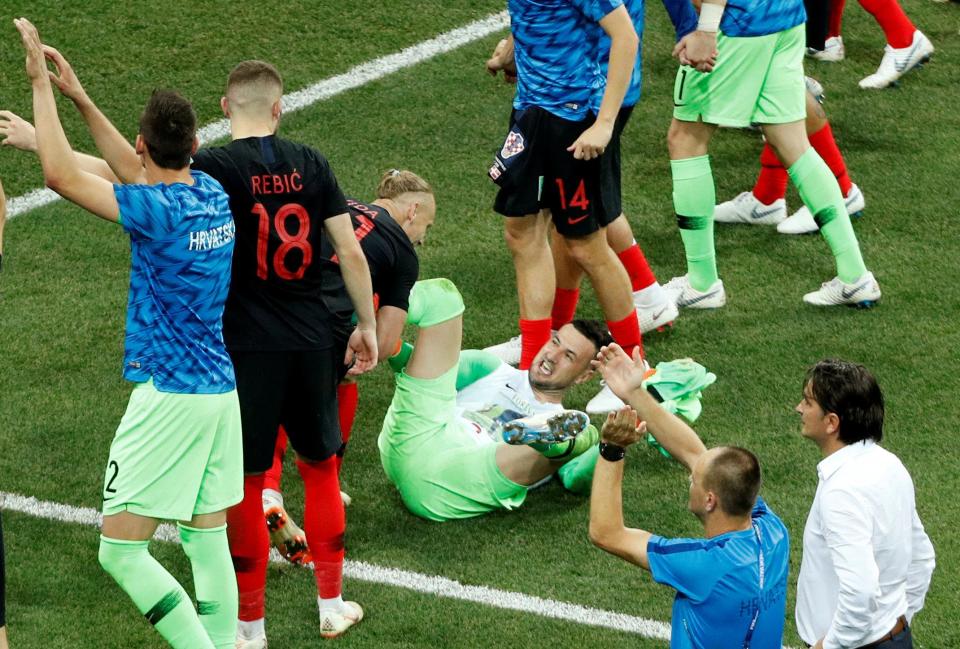  Subasic ended up on his back and wasn't pleased with his team-mate