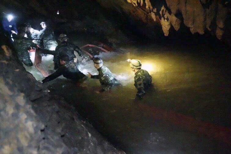  Inside the flooded cave in northern Thailand where water levels are rising