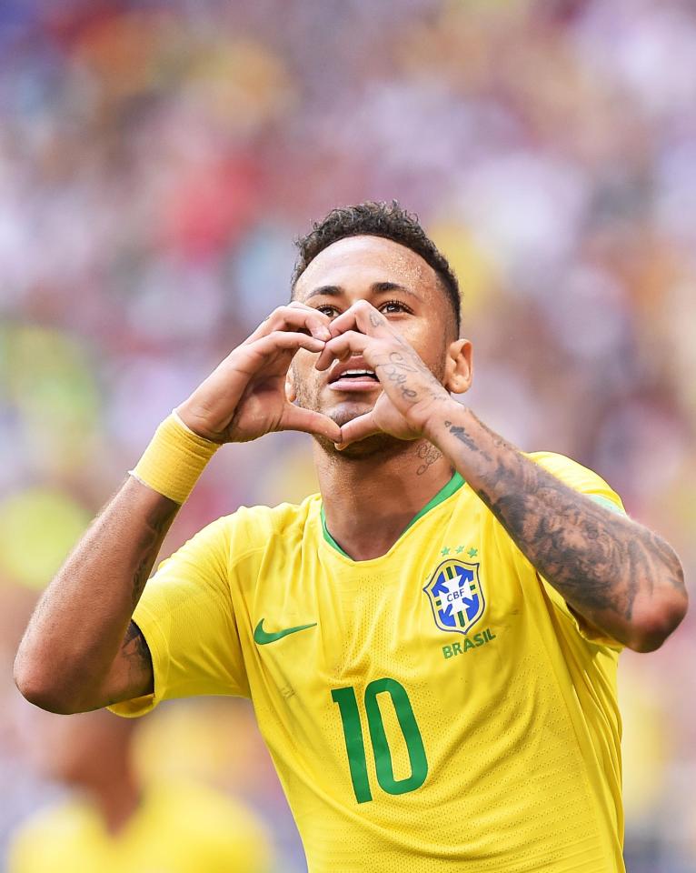  Neymar was one of more than a dozen players to celebrate with a love heart