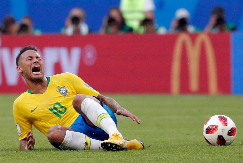  Neymar spent the majority of his World Cup rolling on the floor