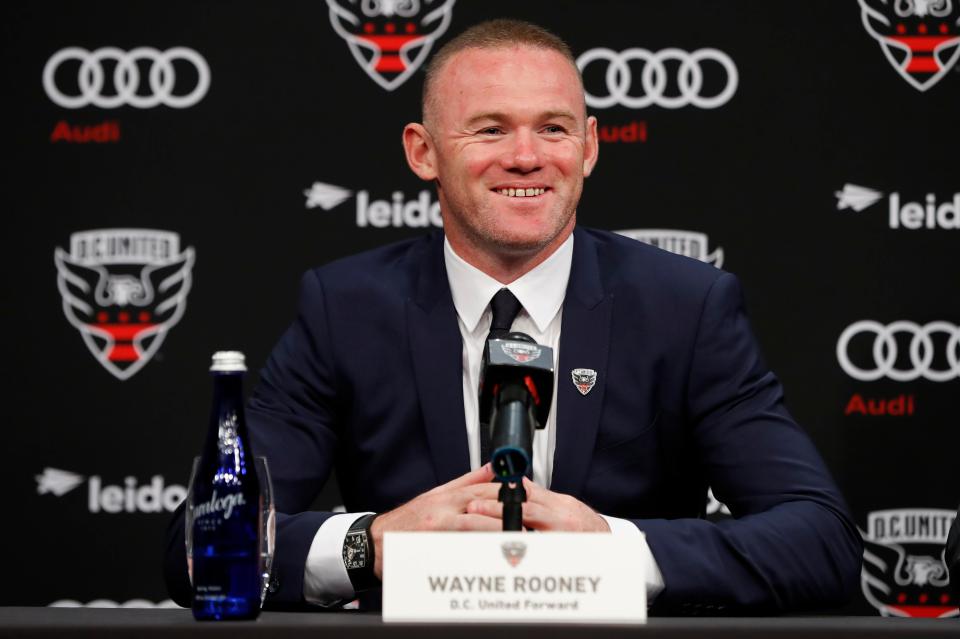  Wayne Rooney wore a beaming smile during his first press conference as a DC United player