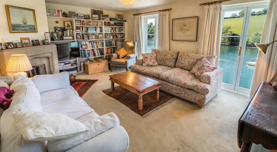  The first floor houses a sitting room that overlooks the creek