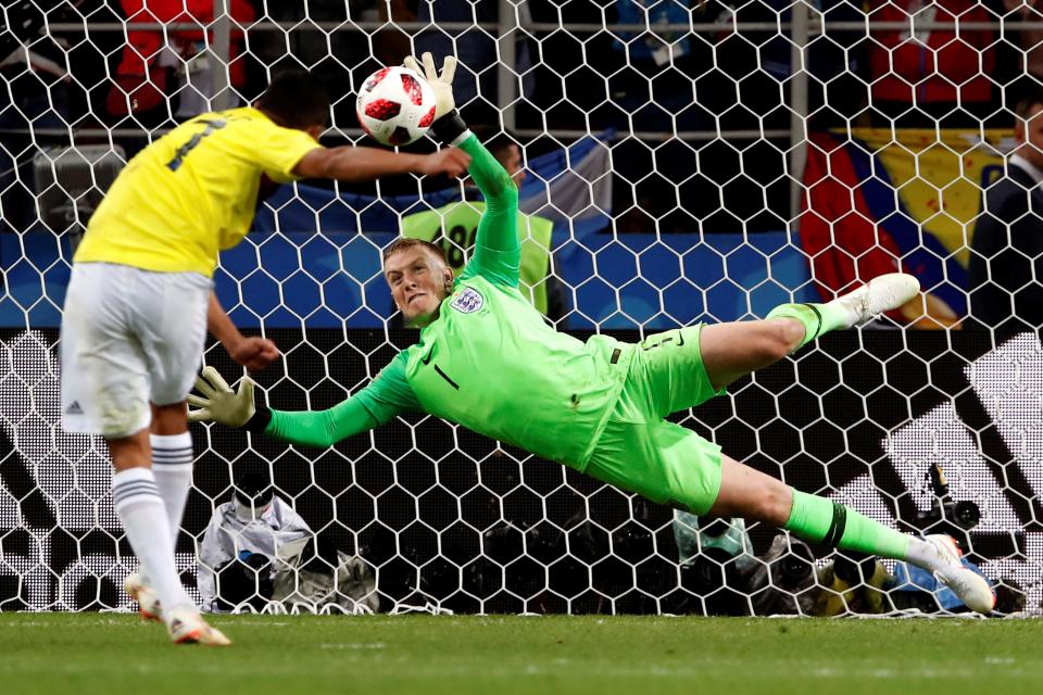  Jordan Pickford helped send England to a last-eight clash with Sweden