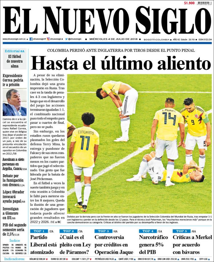  El Nuevo Siglio carried the splash headline 'until the last breath'