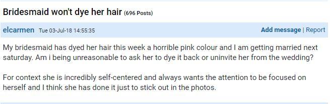  She took to Mumsnet to moan about her mate