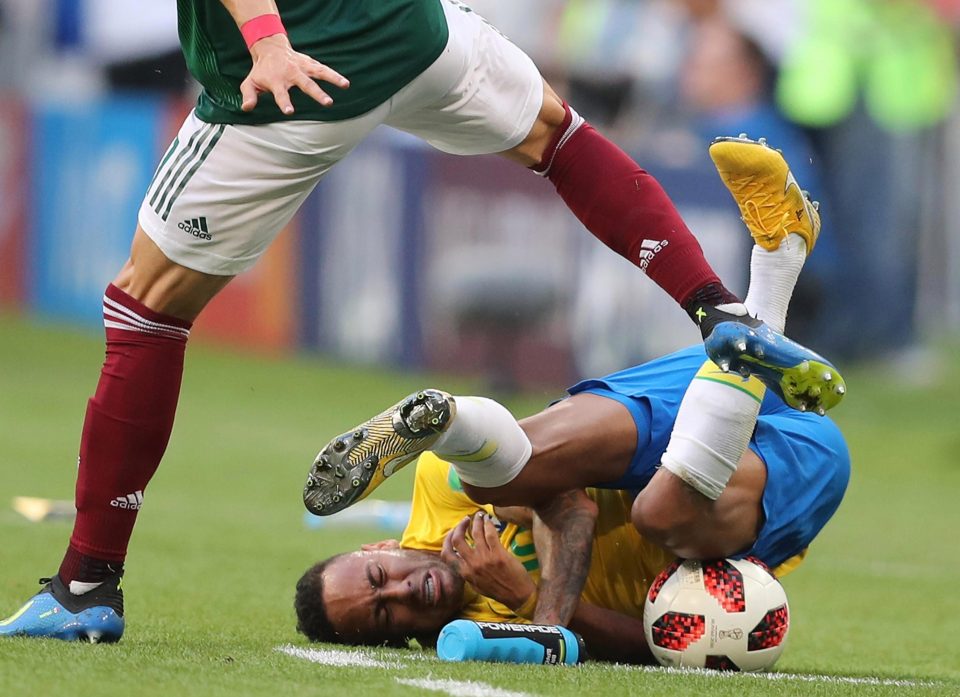  Neymar spent over 14 minutes on the floor at the tournament