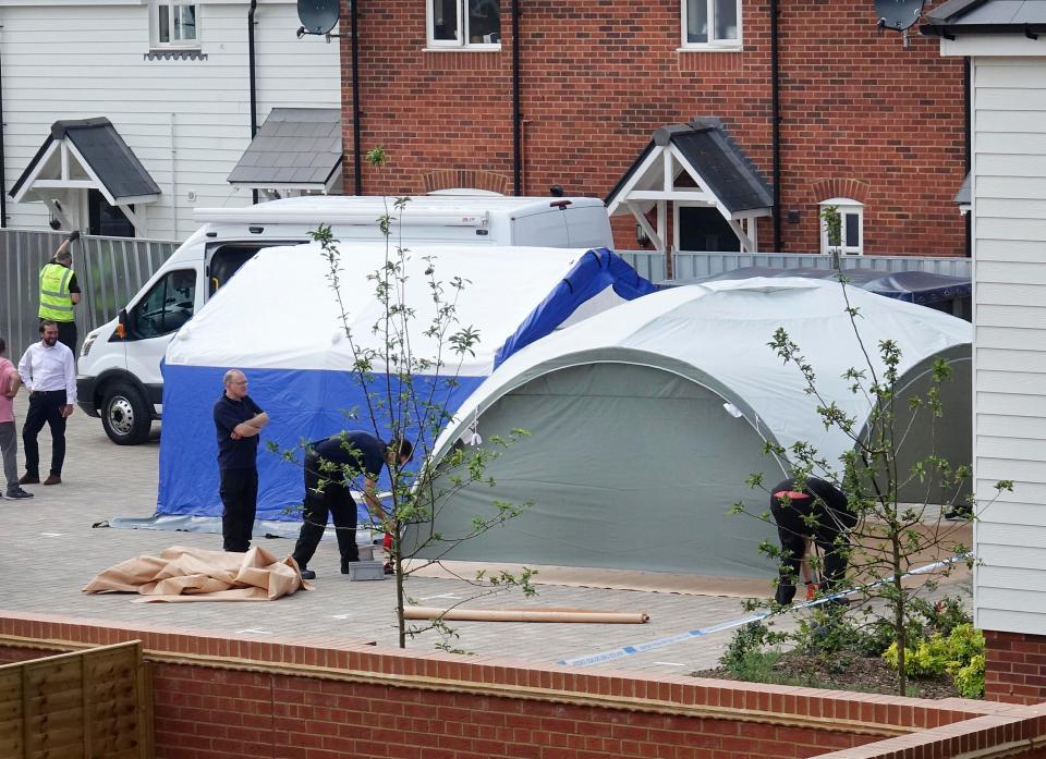  Forensics tents have now been erected near Mr Rowley's home