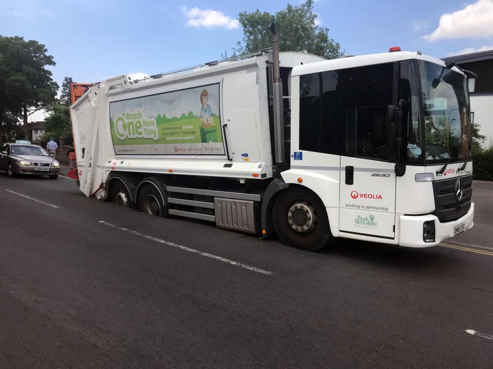  Temperatures reached 30C yesterday as Britain's summer heatwave continued - but it claimed this lorry as a victim