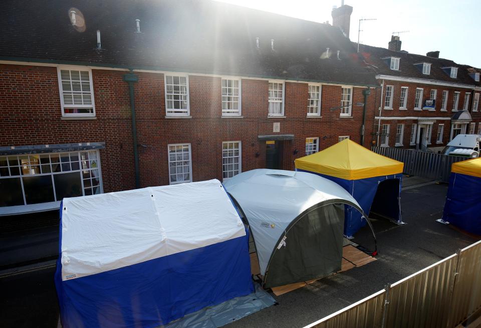  Police forensic tents at the rear of Dawn Sturgess's hostel home, which was evacuated following the poisoning incident