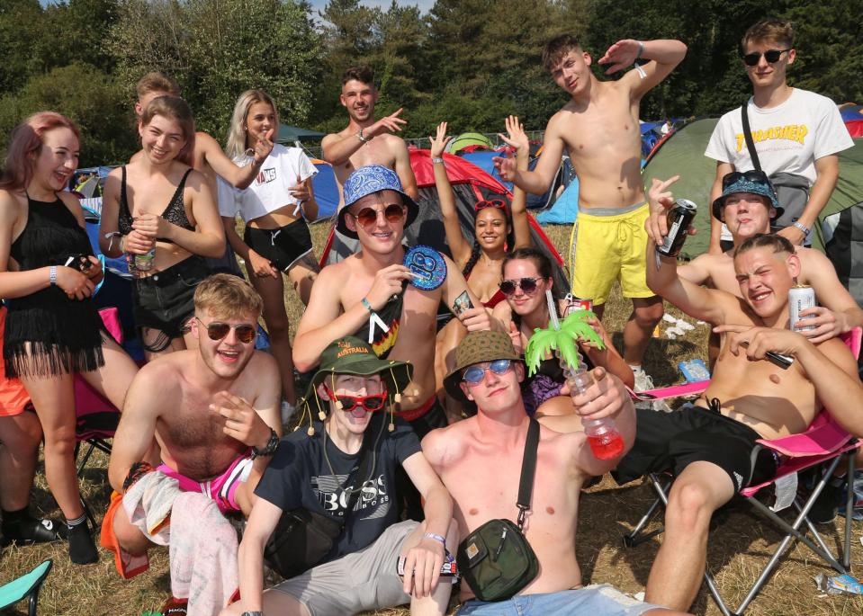  Festival-goers pose for the camera as the sun beams down on the NASS Festival