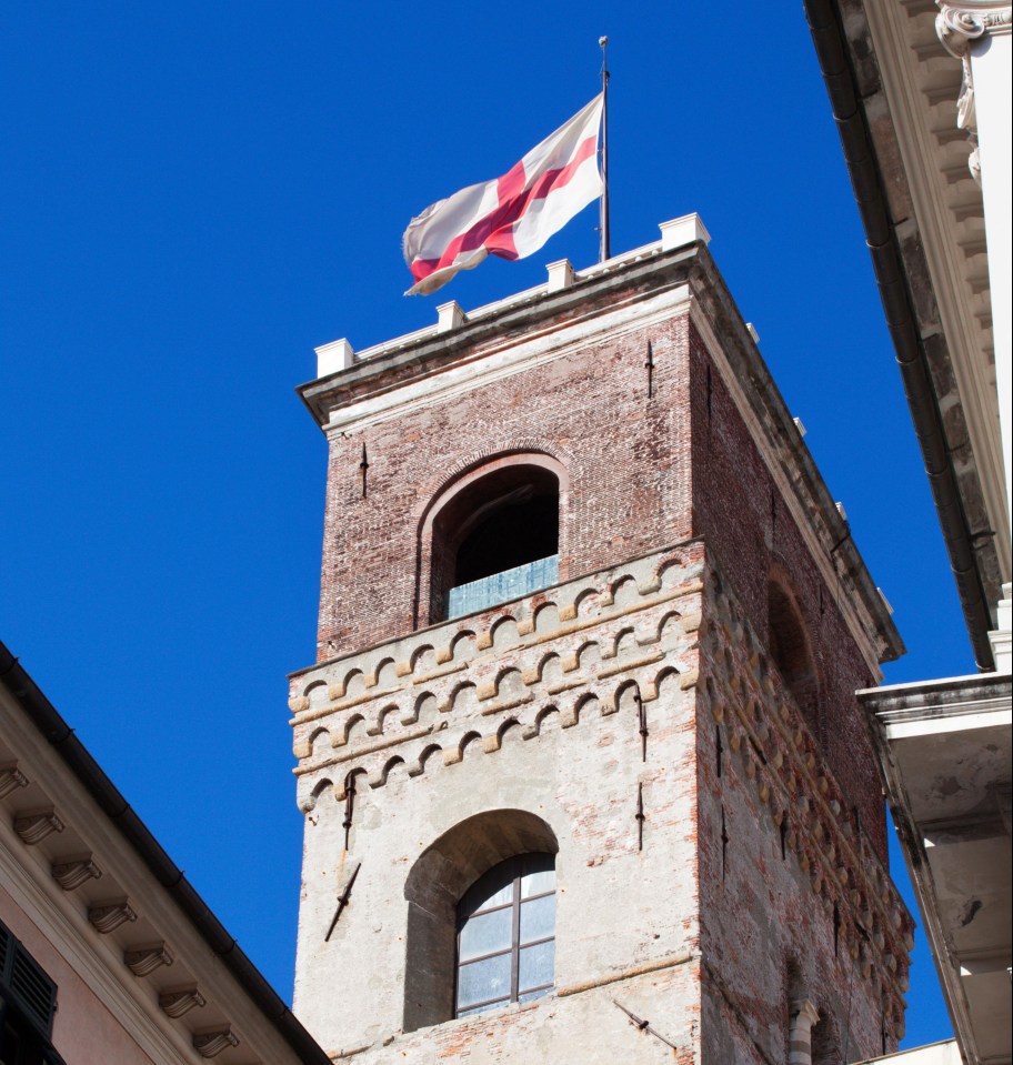 The St George's Cross flies over a Palace in Genoa, where it is originally from