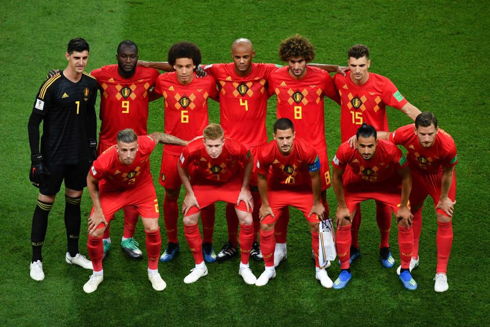  Courtois, Lukaku, Witsel, Kompany, Fellaini, Meunier, Alderweireld, De Bruyne, Hazard, Chadli and Vertonghen line up before the game.