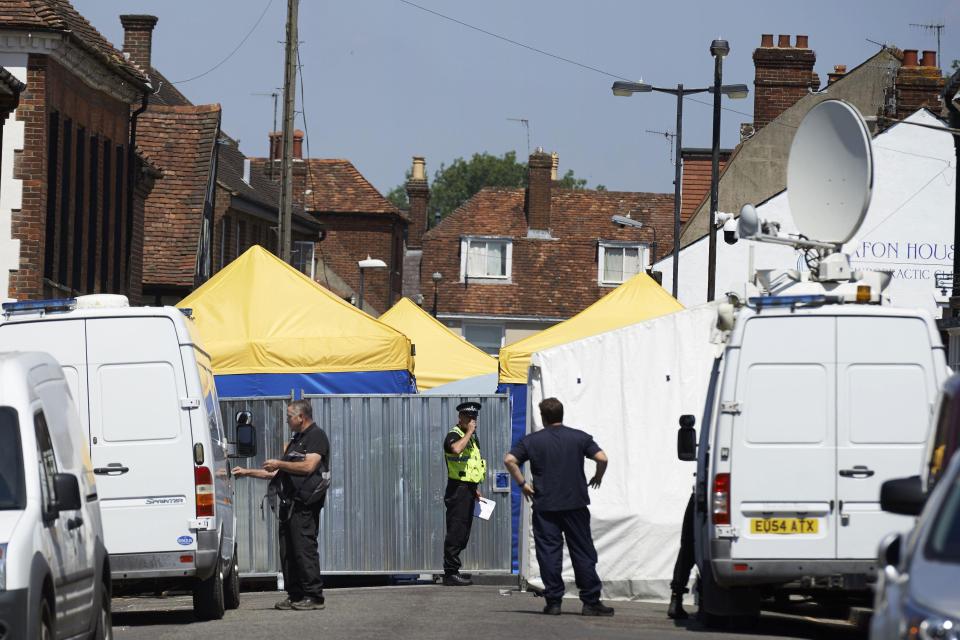  Police continue their investigation as they surround the outside of the John Baker House Sanctuary Supported Living in Salisbury