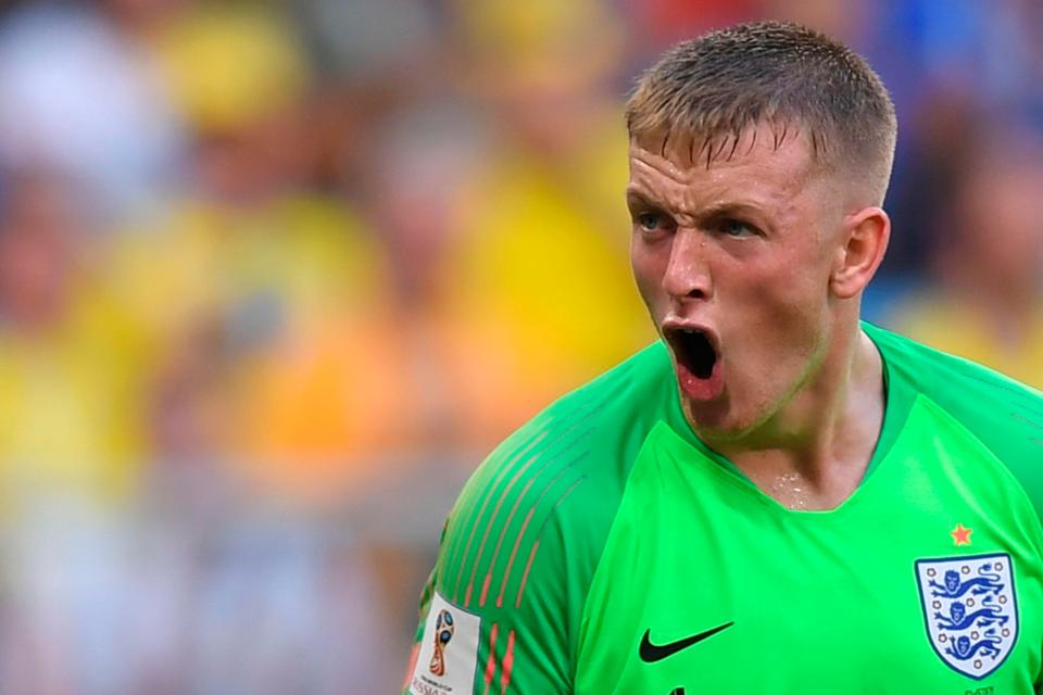  Jordan Pickford was pumped up after making three world-class saves for England