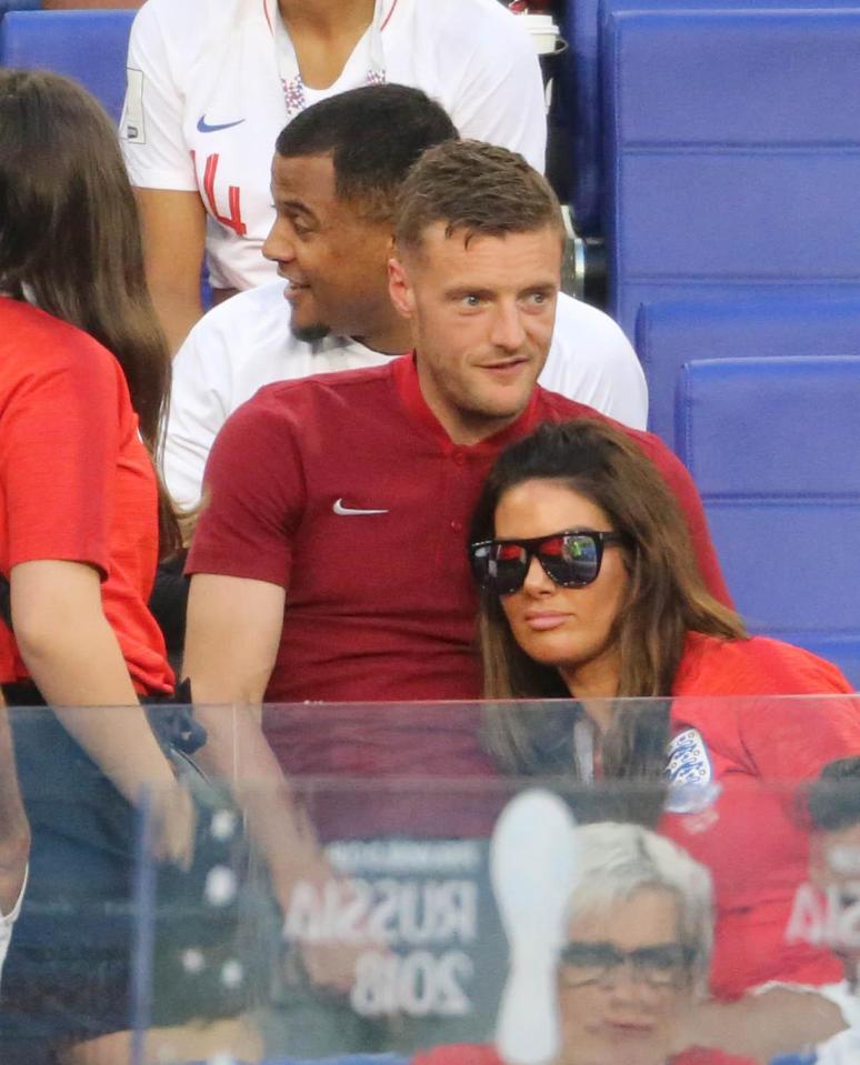  Jamie Vardy joined his wife after the match