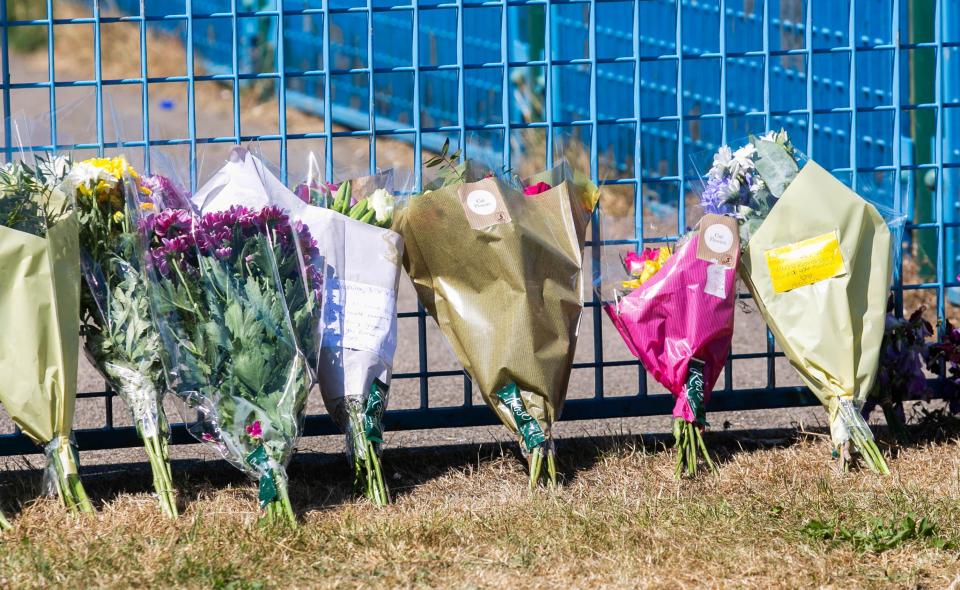  Tributes placed at the scene in Camborne