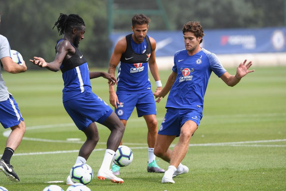  Tiemoue Bakayoko, Cesc Fabregas and Marcos Alonso were on among the Blues stars at training