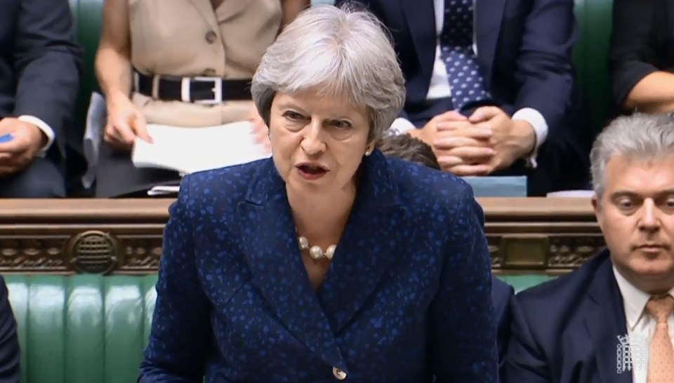 Theresa May speaking in the House of Commons this afternoon