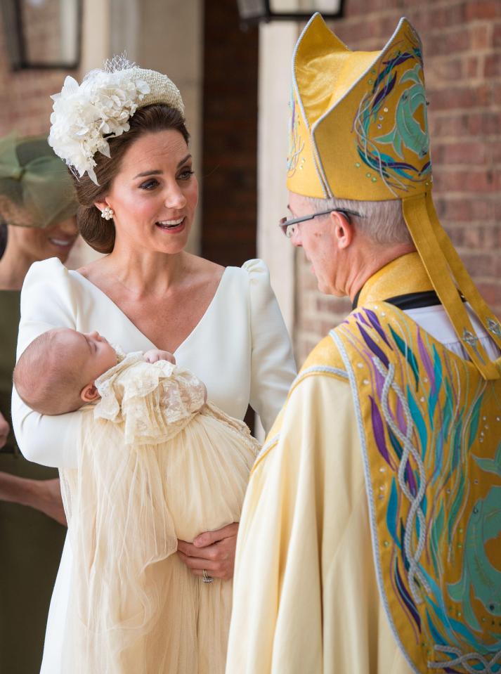  Kate chats to Archbishop Justin Welby before the christening