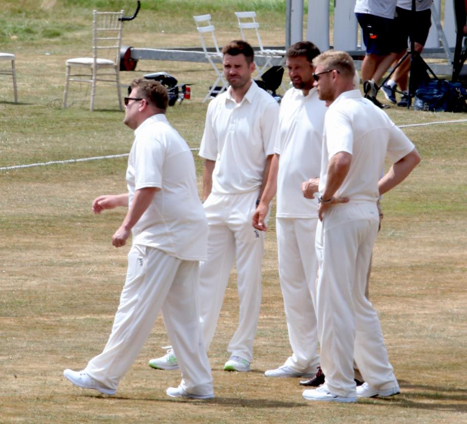  James and Freddie Flintoff were in their cricket whites