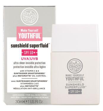  A daily SPF like the Soap And Glory Make Yourself Youthful Sunshield Superfluid really is a must