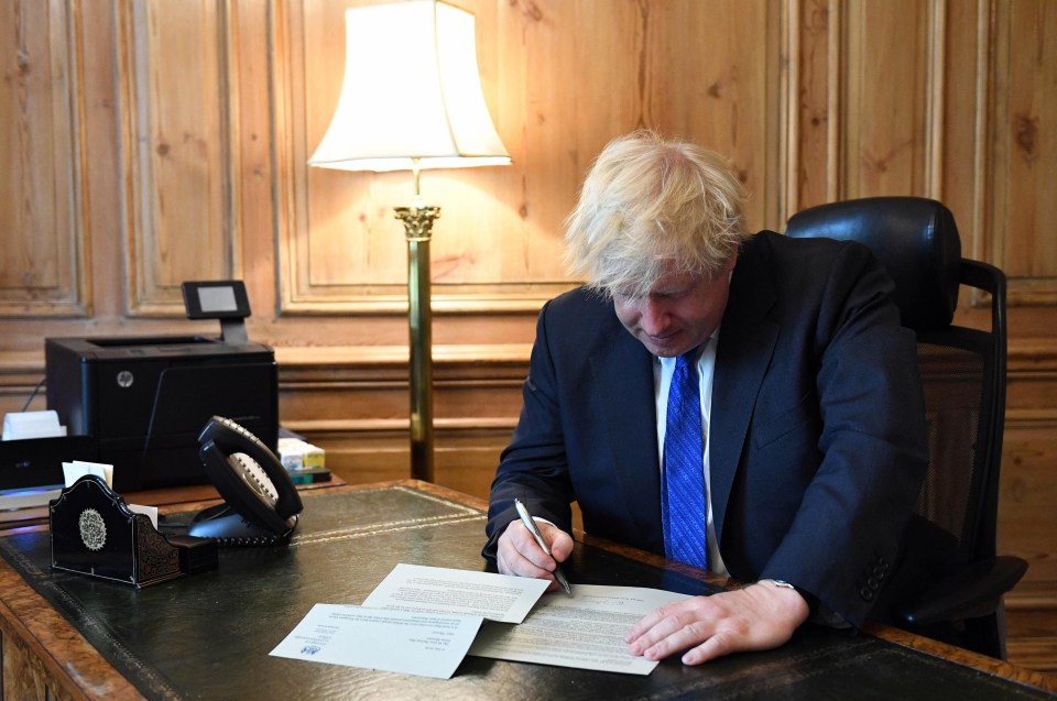 Mr Johnson in his official residence as he prepared his resignation