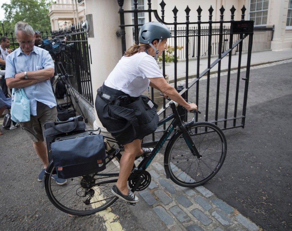 Boris’s wife Marina Wheeler was seen cycling into the property this eveing