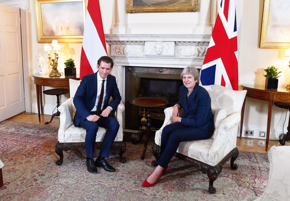 Mrs May hosted Austrian leader Sebastian Kurz in Downing Street this evening