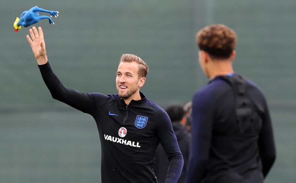 Harry Kane hoists another chicken into the air - will he be hoisting the World Cup aloft on Sunday too?