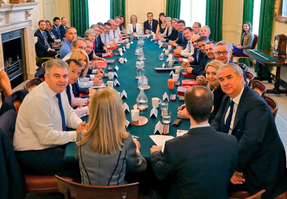  May's Cabinet following the resignations of Boris Johnson and David Davis