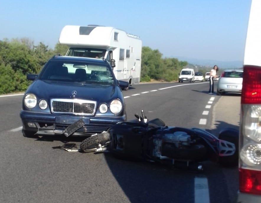  The actor was heading towards a film set in Olbia on State Road 125 when the Mercedes 'turned suddenly' into his bike. The windscreen smashed in the collision