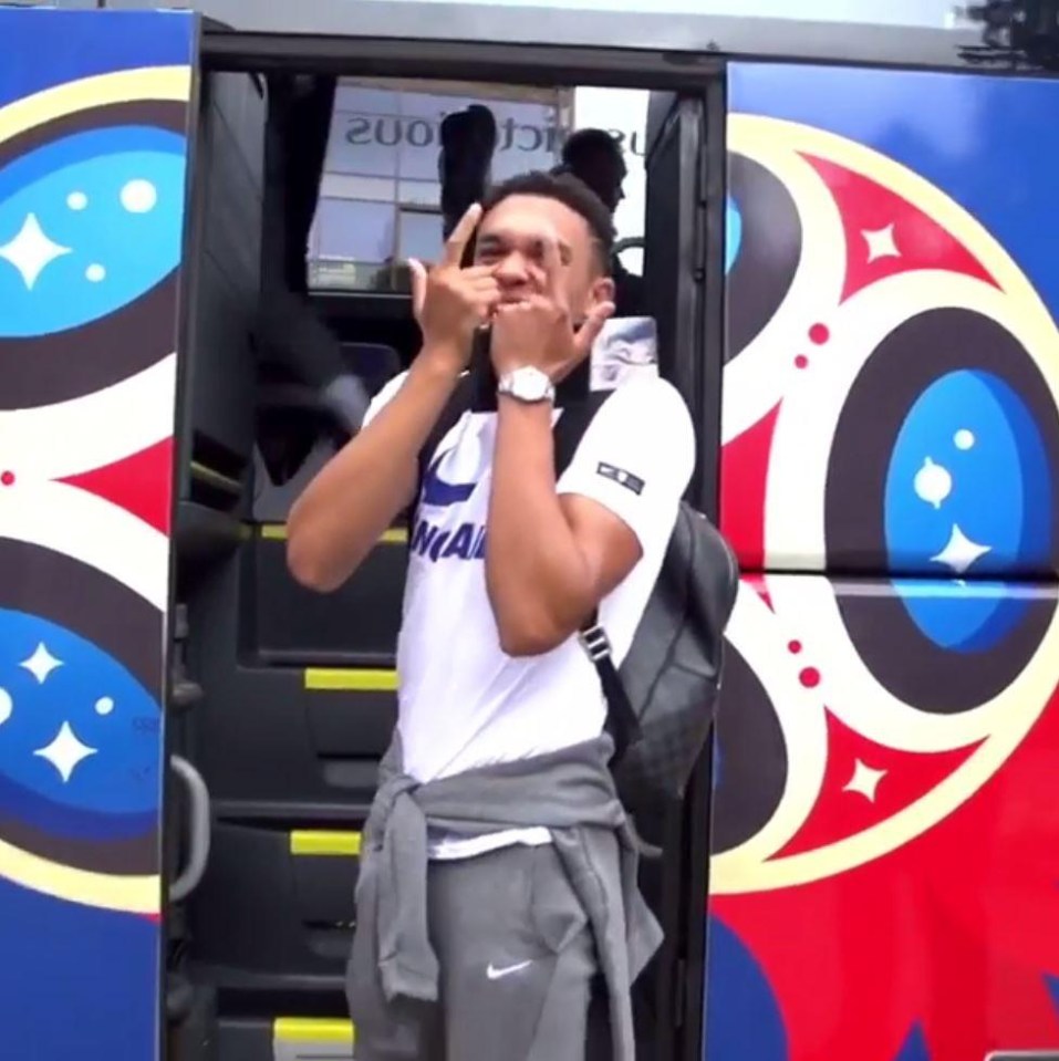 Trent Alexander-Arnold decided to mock Jesse Lingard's goal celebration as the players boarded the bus