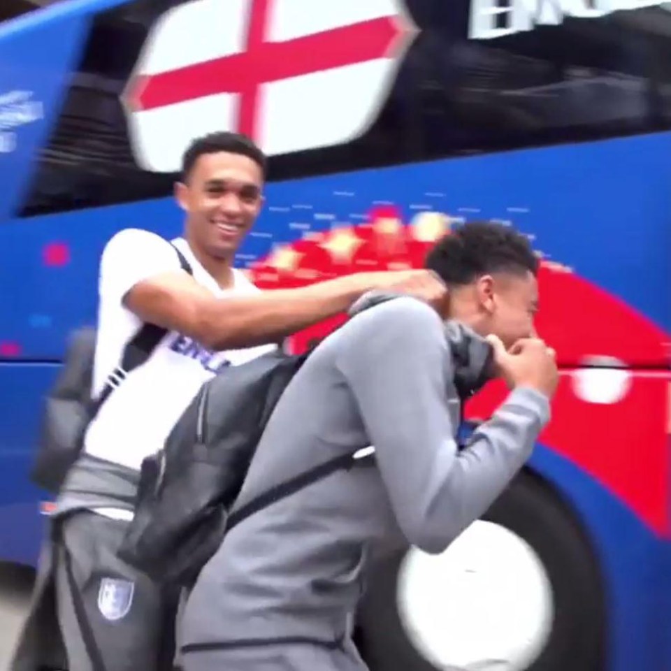 Both players saw the funny side of their respective foolings before boarding the team coach