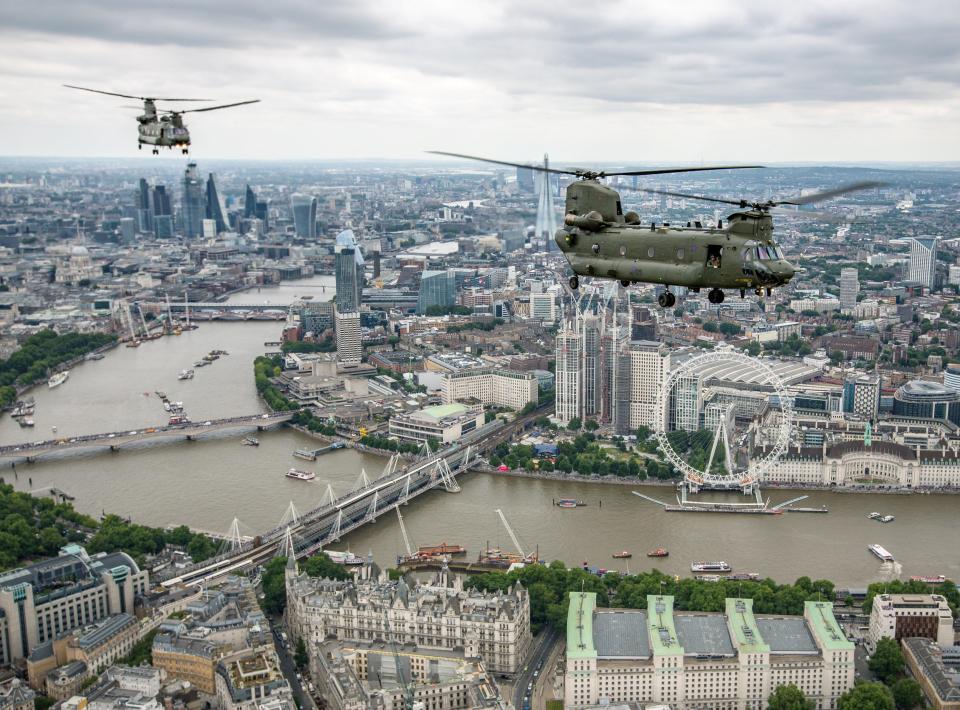  A group of Chinooks cruised by London's landmarks in the large scale event