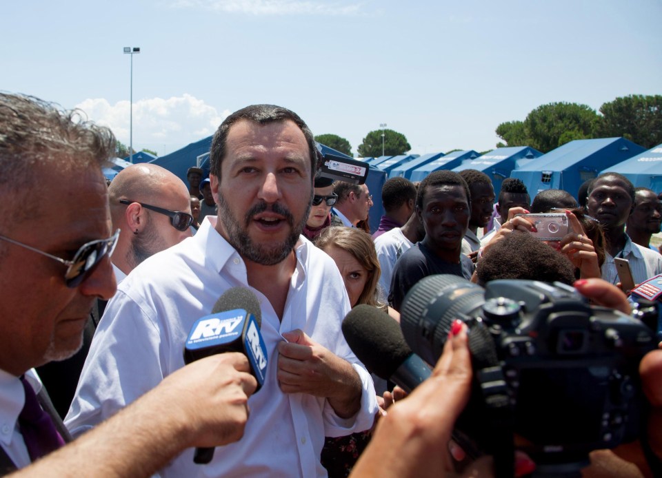 Italy’s hardline anti-migrant interior minister Matteo Salvini blasted ‘do-gooders’ during a visit to a refugee camp