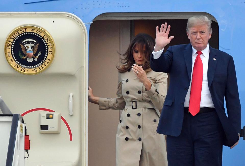  The couple pictured stepping off Air Force One in Brussels earlier this week