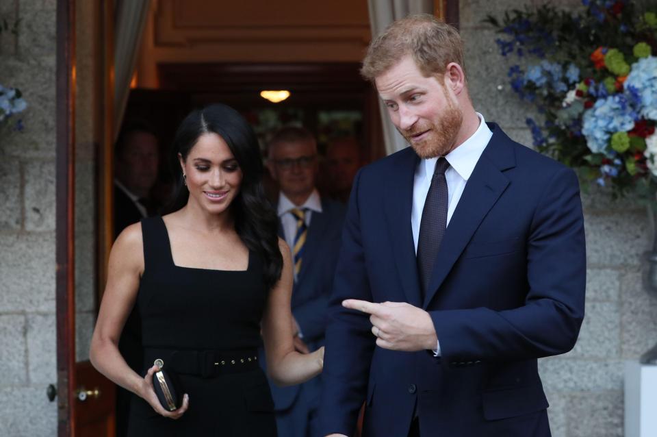  Harry was quizzed by O'Driscoll as he began his two-day visit to Dublin with wife Meghan - their first overseas foreign trip as a married couple