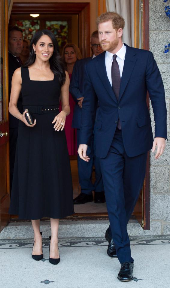  Meghan wore this little black dress to attend a reception at the residence of the British Ambassador to Ireland