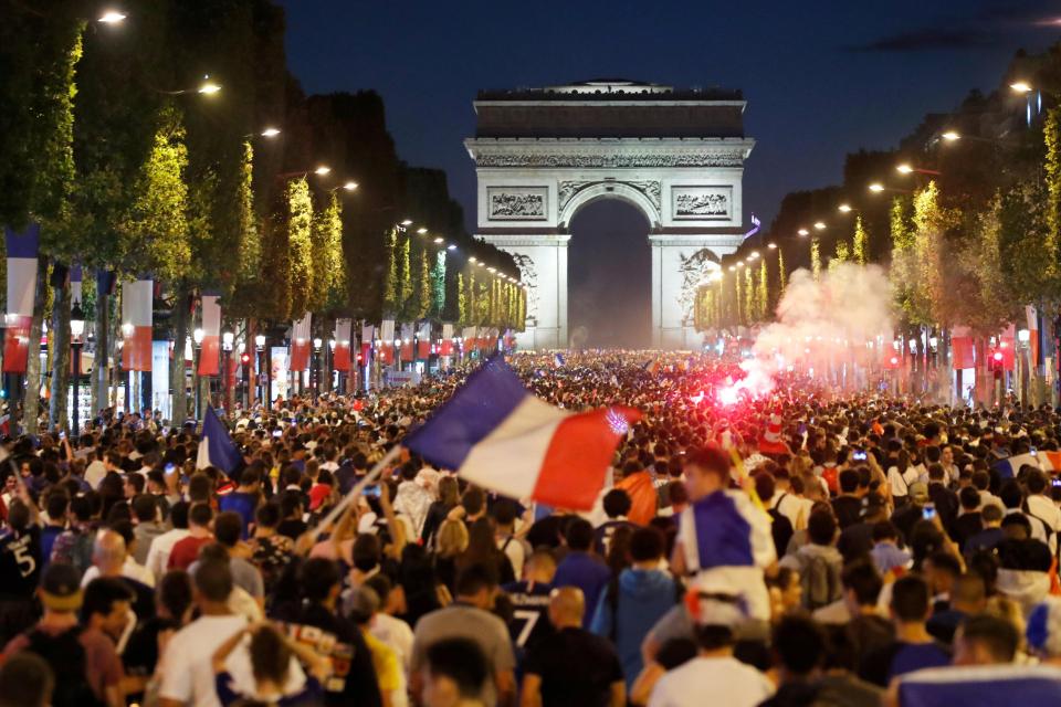  France fans filled the Champs-Elysees after the win over Belgium